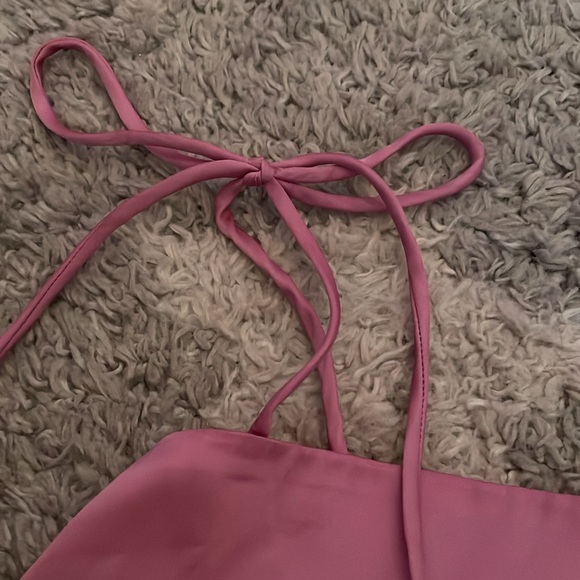 NWOT Pink Satin Silk Urban Outfitters Going-Out Party Top with adjustable straps - Picture 5 of 5